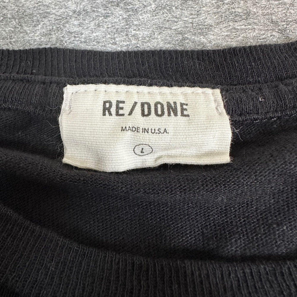 RE/DONE Bodysuit Womens Large Black Short Sleeve Cotton Crew‎ Neck - Picture 2 of 5